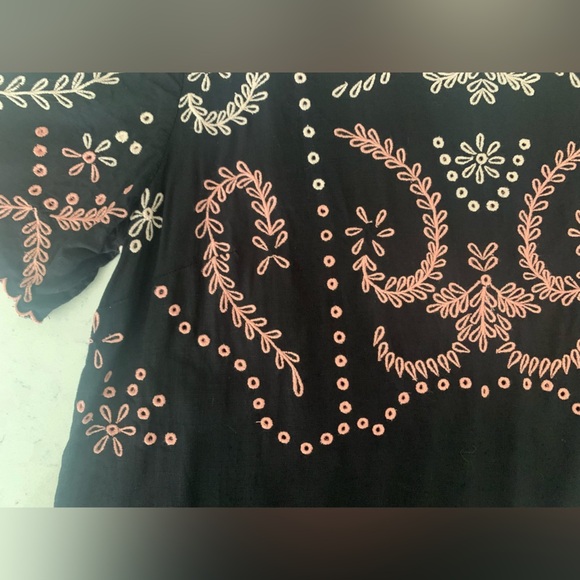 Sundance Vivienne Life Black Eyelet Dress Red Pink Embroidery Women's Size P8 - Picture 9 of 17